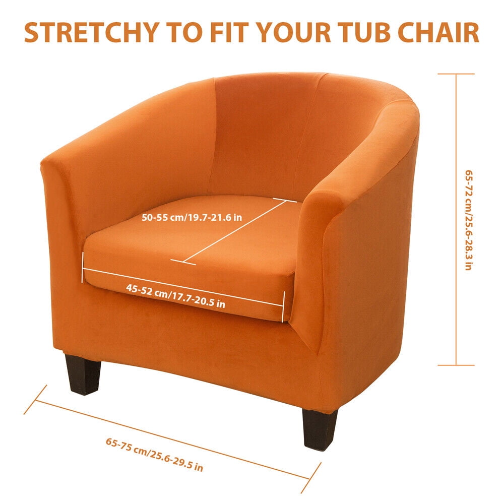 JIAN YA NA Stretch Velvet Club Chair Cover Tub Chair Covers Armchair Sofa Slipcover Furniture Protector for Living Room 2 Pcs/Set（Orange）