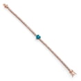 thumbnail image 3 of Gem Stone King 18K Rose Gold Plated Silver London Blue Topaz and White Moissanite Tennis Bracelet for Women (5.08 Cttw, Gemstone Birthstone, Heart Shape 8MM, 7.25 inch), 3 of 6