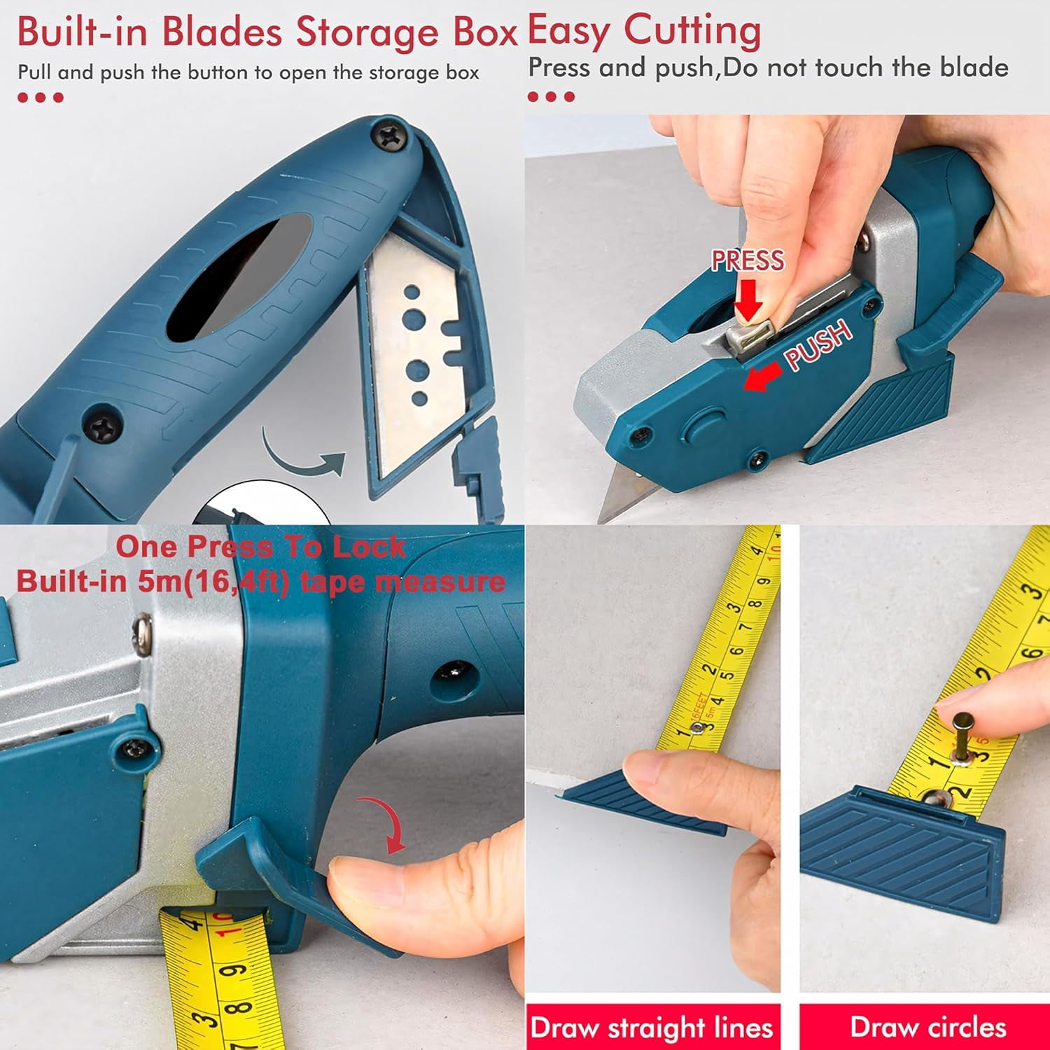 Glass Tile Drywall Cutter Tool:Cardboard Cutting Tools,Vinyl Plank Cutter with 5 Blades and 1 Pencil,Manual Cutter Tools Suitable for Gypsum Board, Foam Board, Kt Board and Plywood