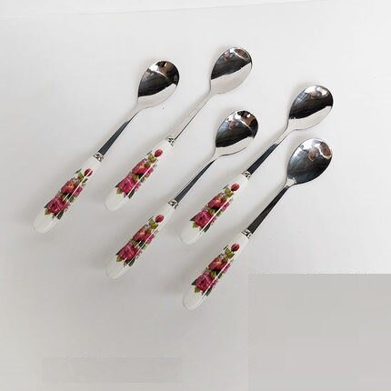 Cuchara de acero inoxidable para cocina, lote de 5 unidades, 156mm, para fruta, hueso, pastel, postre, vajilla Fivean unisex