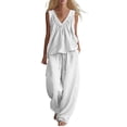 thumbnail image 2 of Women's Summer Solid Color V Neck Shirt Top With Pocket Casual Shorts Set, 2 of 6