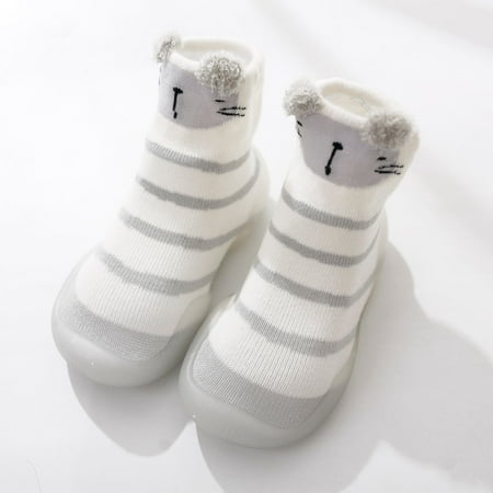 

Toddler Sock Shoes Non-Skid Baby Walking Sock Shoes Breathable Warm Soft Rubber Sole Cotton Indoor Floor Moccasins for Boys 2-4 Years