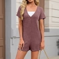 thumbnail image 5 of OGLCCG Pajama Rompers for Women Summer Casual Short Sleeve Crew Neck Jumpsuits Loose Fit One Piece Sleepwear Loungwear with Pockets, 5 of 7