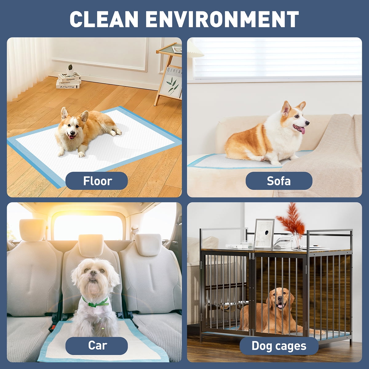 Dog Pee Pads 23"x18" , 100 Count Disposable Pads for Puppy, Baby and Adults, Quick Drying Pee Pads for Dogs, Pet Training Pads Super Absorbent Leak-Proof Cat Pee Pads