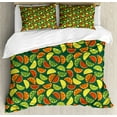 thumbnail image 1 of Lemons King Size Duvet Cover Set, Healthy Organic Exotic Food Semi Sliced Watermelon Orange Kiwi Lime Graphic Fruits, Decorative 3 Piece Bedding Set with 2 Pillow Shams, Multicolor, by Ambesonne, 1 of 3