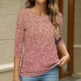 thumbnail image 6 of Dyegold 3/4 Sleeve Women Tops Dressy Casual Comfy Loose Cute Trendy T-Shirt Shirts Floral Printed Tunics Top Plus Size for Women Round Neck Fall Female Blouse Long Sleeve, 6 of 6