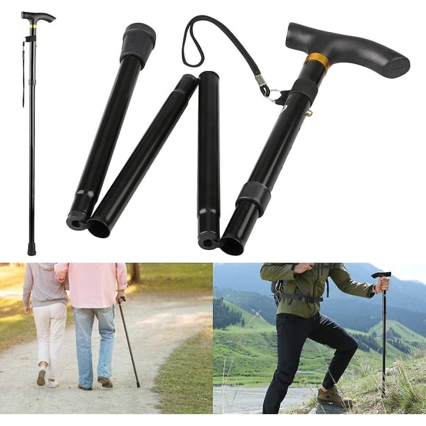 4 Folding Cane and Adjustable Lightweight Aluminum Metal Folding Cane Non-Slip Sofa Unisex for Hiking Trekking Travel