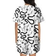 thumbnail image 3 of Naloa Hand Drawn Snake Women's Short-Sleeved Pajama Set, Loungewear, Summer pajamas, Breathable Cozy - Medium, 3 of 9