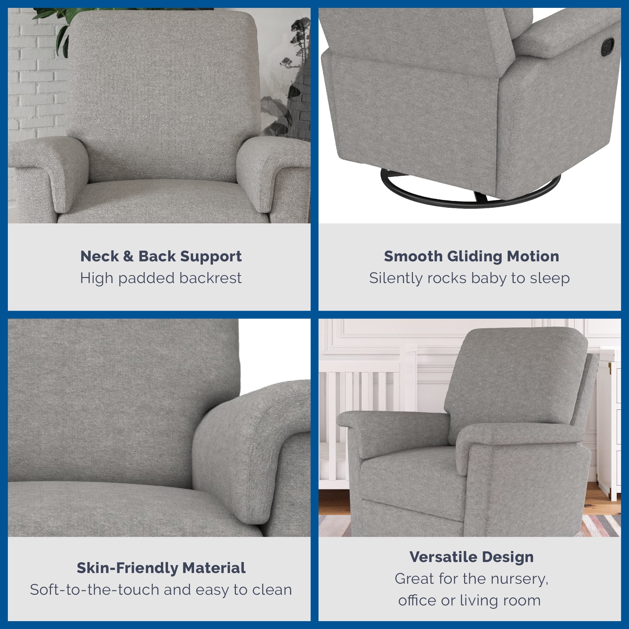 Baby Relax Terrin 3-in-1 Gliding Swivel Nursery Recliner