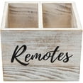 thumbnail image 6 of MyGift Shabby Whitewashed Wood Remote Control Organizer, White Solid Wood Remote Caddy with Black Cursive Remotes Label, 6 of 7