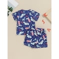 thumbnail image 4 of Nygoyerh Toddler Baby Boys 4th of July Shorts Sets Cute Print Short Sleeve T-shirt with Elastic Waist Shorts 2Pcs Infant Casual Summer Daily Outfits 6M 12M 18M 24M 3T, 4 of 9