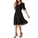 thumbnail image 4 of Vestido A-line de Chiffon con Estrellas Metálicas y Mangas Fruncidas para Mujeres INSPIRE CHIC Talla XS Negro, 4 of 6