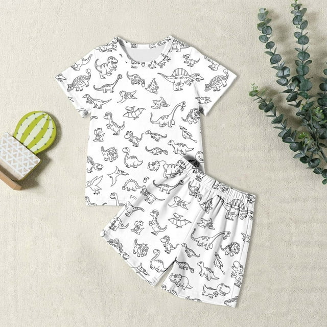Girls Two Piece Pajama Set Cute Print Sleepwear And Robes For Everyday Comfort Flexible Design For Relaxation Outdoor Activities Ages 2 To 12 Years