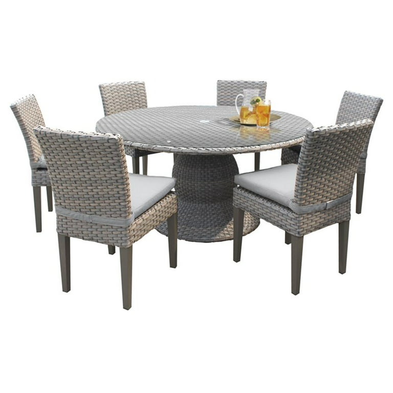 Oasis 60 Round Glass Top Patio Dining, Gray Patio Dining Sets For 6