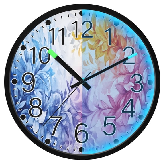 Ryvnso Art Beautiful Flower 12 Inch Night Light Wall Clock Silent Battery Operated Luminous Clocks