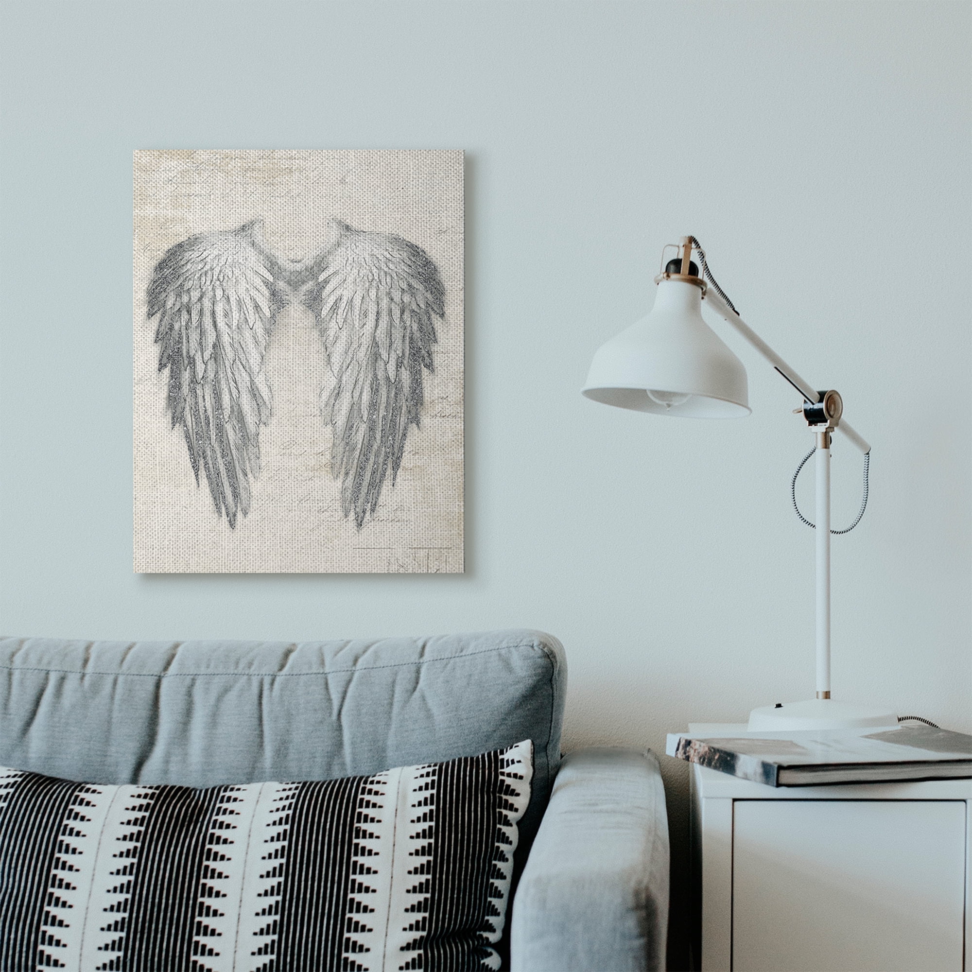 Main Line Studio Heavenly Wings Silver Parchment Design 24 in x 30 in Painting Canvas Art Print, by Stupell Home Décor