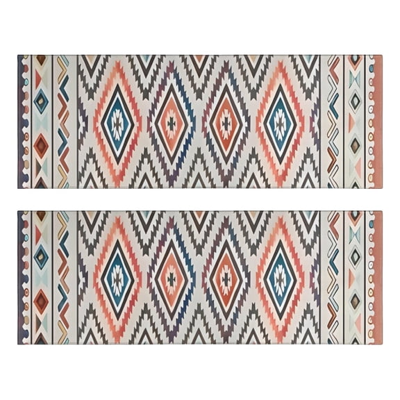 Kitchen Rugs Sets Of 2,Colorful Geometric Diamond Pattern Anti Fatigue Kitchen Mat Rugs Non Slip Washable,Decorative Kitchen Floor Mats for Kitchen,Sink,Laundry,17"X47"
