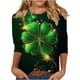 thumbnail image 2 of RKSTN 3/4 Length Sleeve Womens Tops Oversized Crewneck St Patricks Day Lucky Shamrocks Graphic Print T Shirt Womens Casual Plus Size Round Neck Loose Irish Festivities Three Quarter Sleeve Shirt, 2 of 6