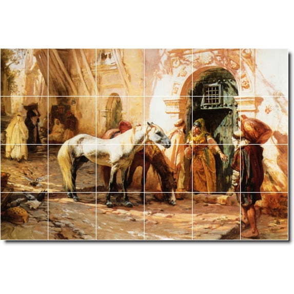 Ceramic Tile Mural-Frederick Bridgman Women Painting 86. 36" w x 30" h using (30) 6 x 6 ceramic tiles