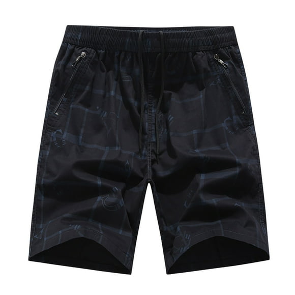Gubotare Mens New Summer Outdoors Casual Loose Plus Size Patchwork Overalls Shorts Pants Nylon Shorts Mens (Navy, L)