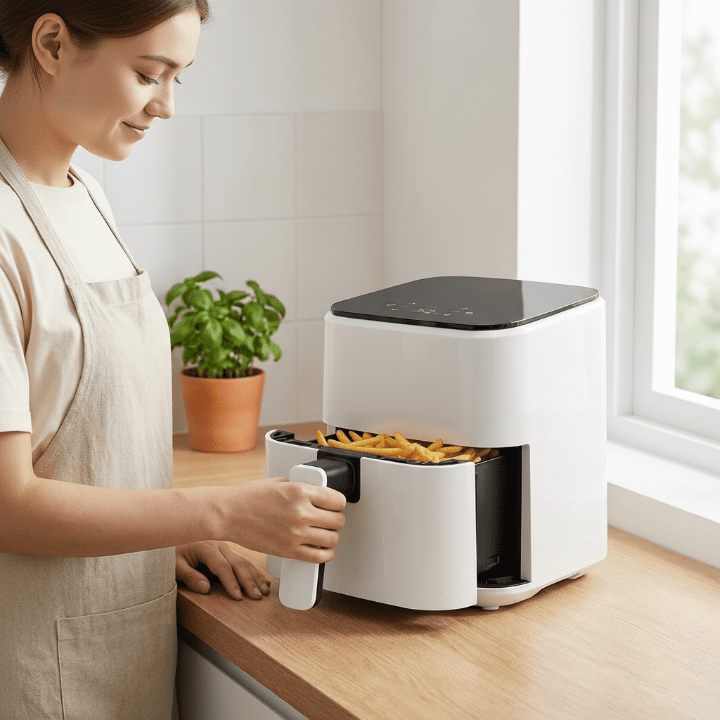 Atilioo 3 Qt Air fryer, Compact Digital Touchscreen Small Air Cooker with Timer, Non-Stick & Dishwasher Safe, White