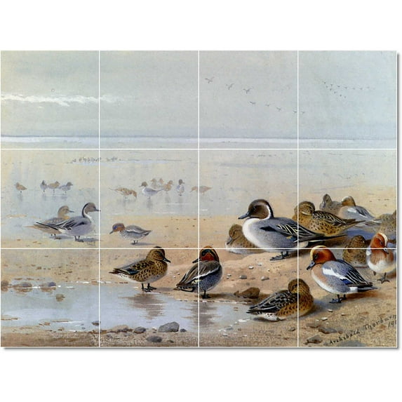 Ceramic Tile Mural-Archibald Thorburn Birds Painting 17. 48" w x 36" h using (12) 12 x 12 ceramic tiles