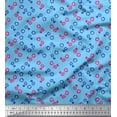 thumbnail image 1 of Soimoi Cotton Jersey Fabric Dot,Blue & Pink Flower Floral Decor Fabric Printed Yard 58 Inch Wide, 1 of 1