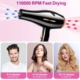 thumbnail image 4 of Morfone Hair Dryer, Professional Negative Ionic Thermo-Control Blow Dryer with Hair Diffuser & Nozzle, Black, 4 of 10