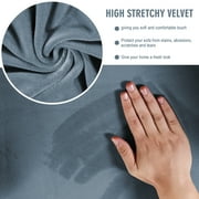 Velvet Plush Sofa Covers, Armchair Loveseat Couch Slipcover with Separate Cushion Cover (Gray Blue, For 3-Seater Sofa)