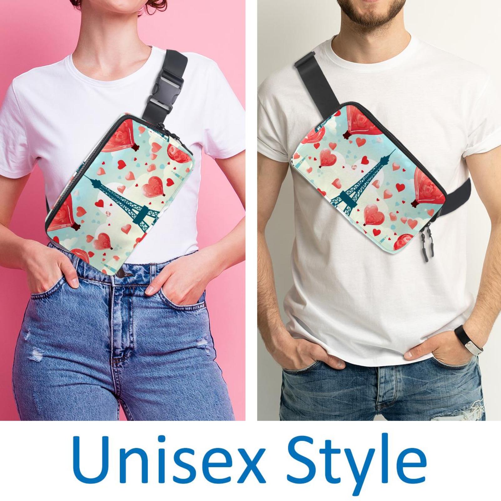Valentine's Day Lightweight Adjustable Sling Bag Waist Pack with Extension Strap Unisex - Ideal for Travel and Outdoor Activities