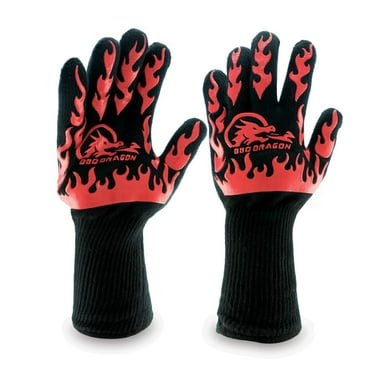 BBQ Dragon Insulated Extreme Heat Grill Gloves, Black