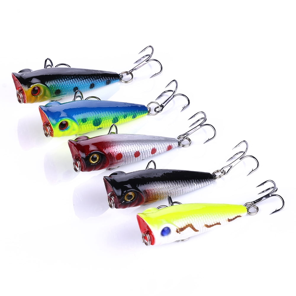 HENGJIA Topwater Poppers Fishing Lures, Pack of 5 Large Artificial Saltwater Lure, Top Water Popper Fishing Lures Saltwater for Offshore, Bass, Walleye