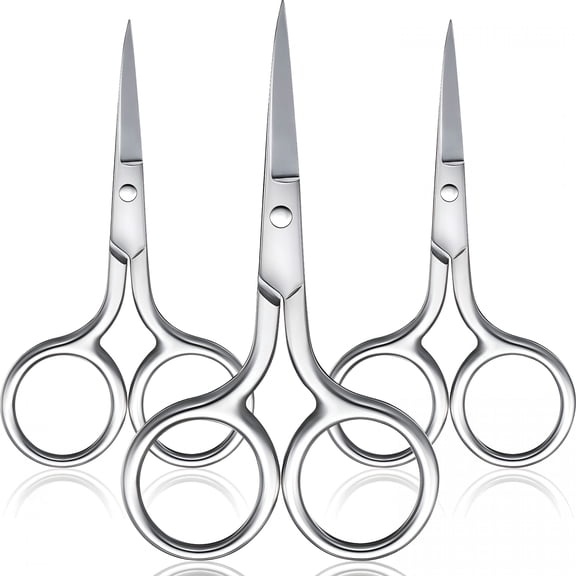 EXLEAF 3 Pack Small Nose Scissors Facial Hair Trimming Mini Stainless Steel Pointed Scissor for Grooming Eyebrows,Nose,Mustache,Beard