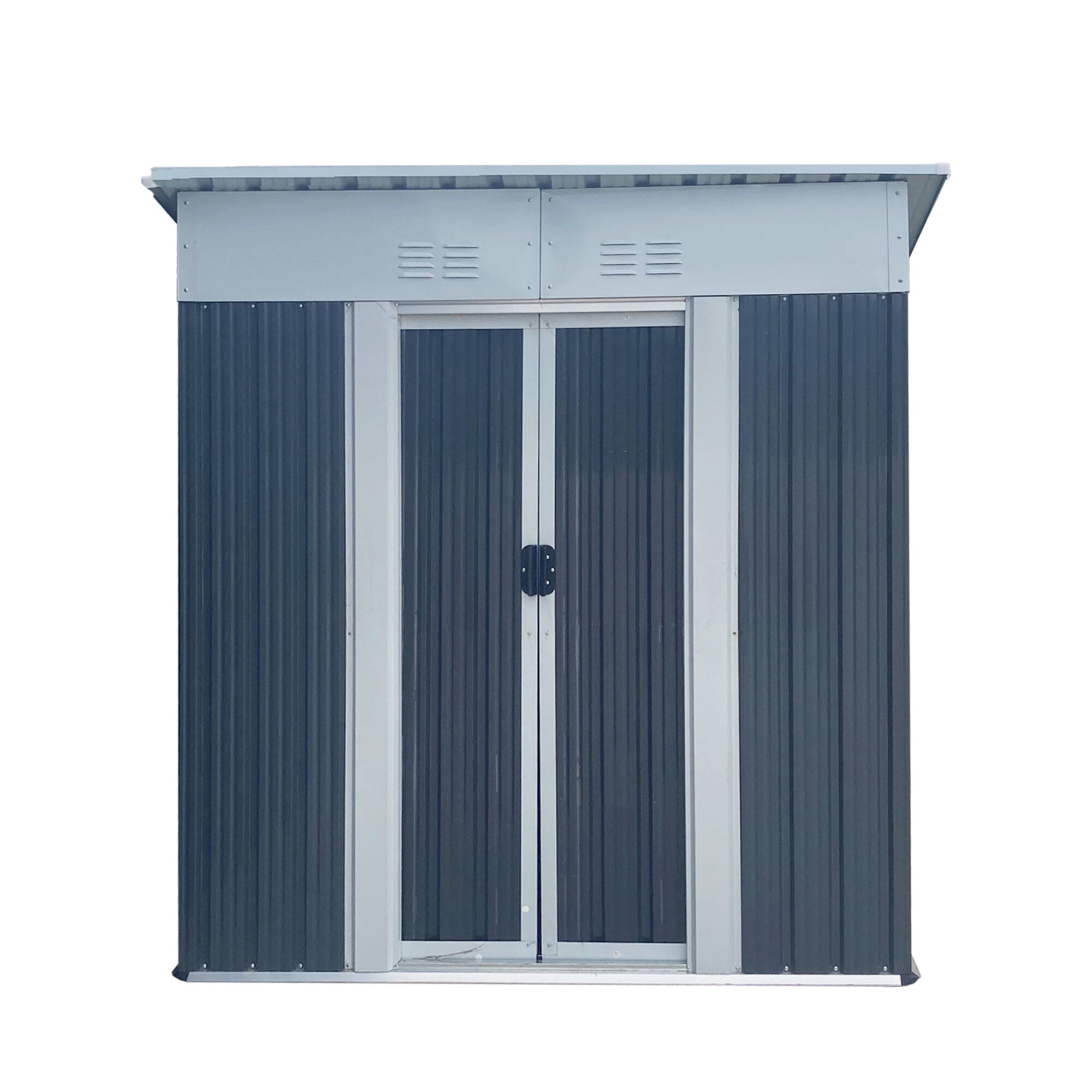 Outdoor Storage Shed 5FTx3FT Pent Roof Grey Outdoor Tool Bike Storage Garden Shed With Aluminum Alloy Frame And Sliding Door,Small Storage Shed