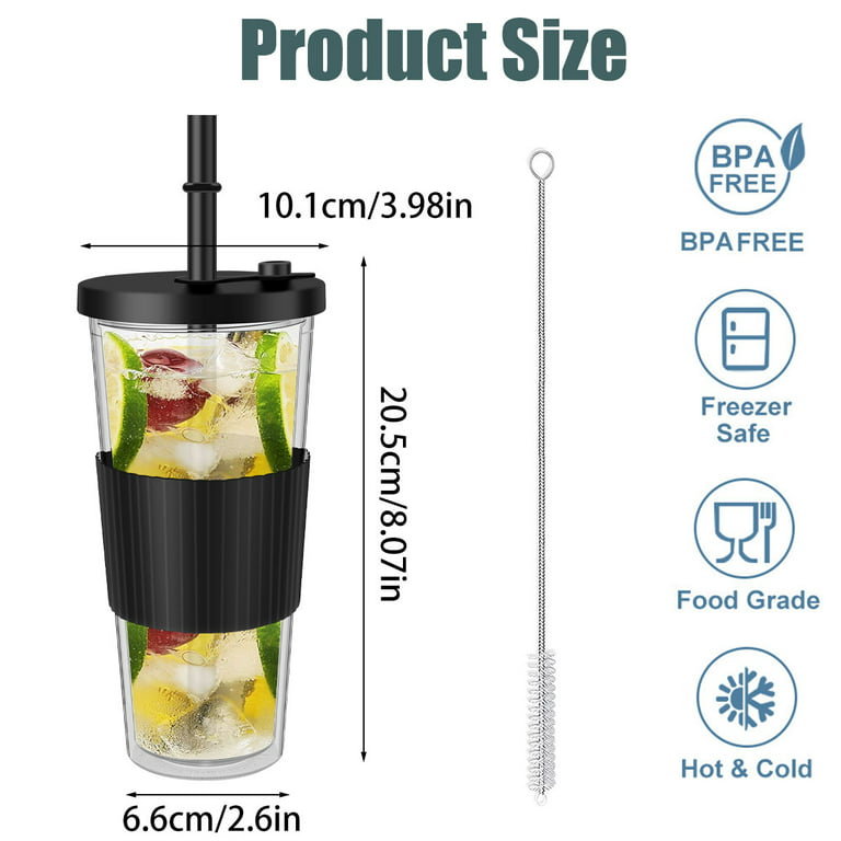 2 PACK: 700ml Reusable Bubble Tea Cup insulated, Leak-proof 