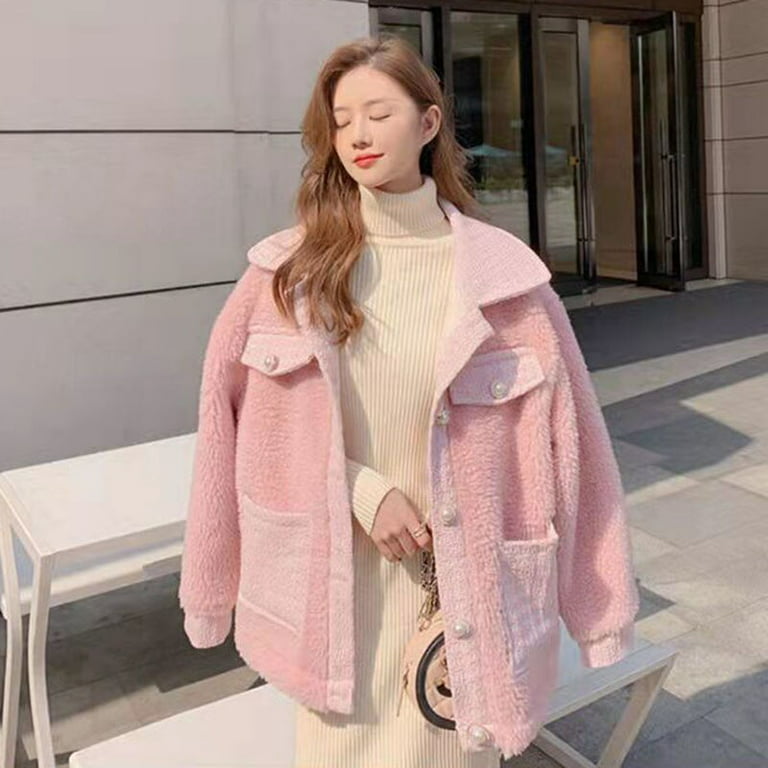 DanceeMangoo Luxury Faux Rabbit Fur Coat for Women Korean Chic Short Zipper  Faux Fur Jacket Ladies Winter Thick Warm Plush Jackets