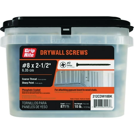 

Grip-Rite #8 X 2-1/2 In. Coarse Drywall Screw 10 Lb.