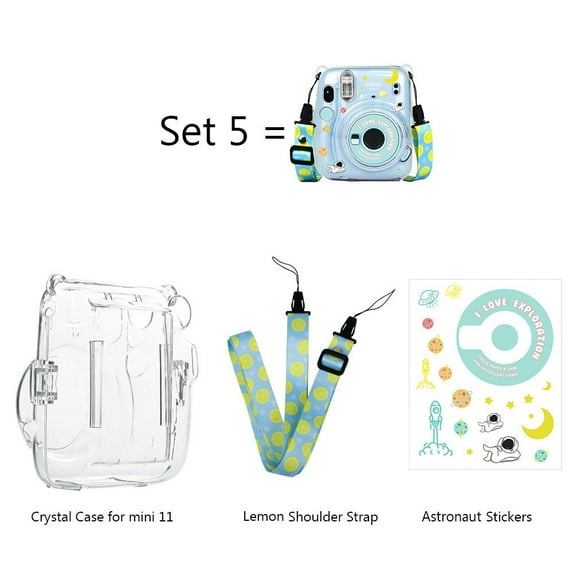 Shockproof Crystal Transparent Shoulder Strap Camera Cover Protective Shell Storage Case Photo Bag SET 5