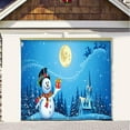 8x7 Ft Blue Snowman Christmas Garage Door Banner Large Banner Holiday
