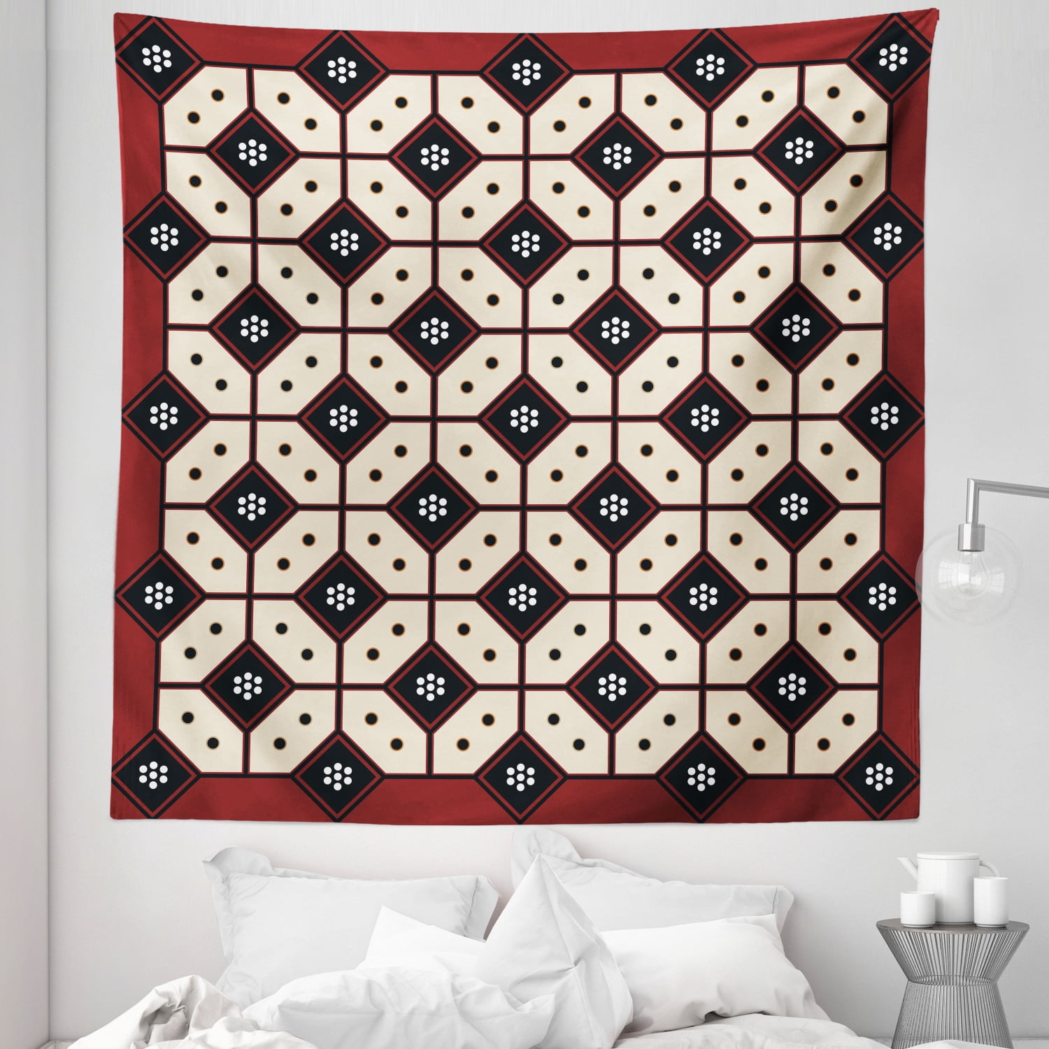 Ethnic Tapestry, Javanese Batik Pattern Rhombus Mosaic with Dots