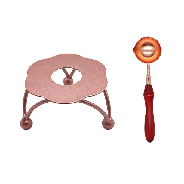 Wax Seal Warmer Kit Wax Seal Furnace with Melting Spoon Seal Wax Melting Furnace Tool (Rose Gold