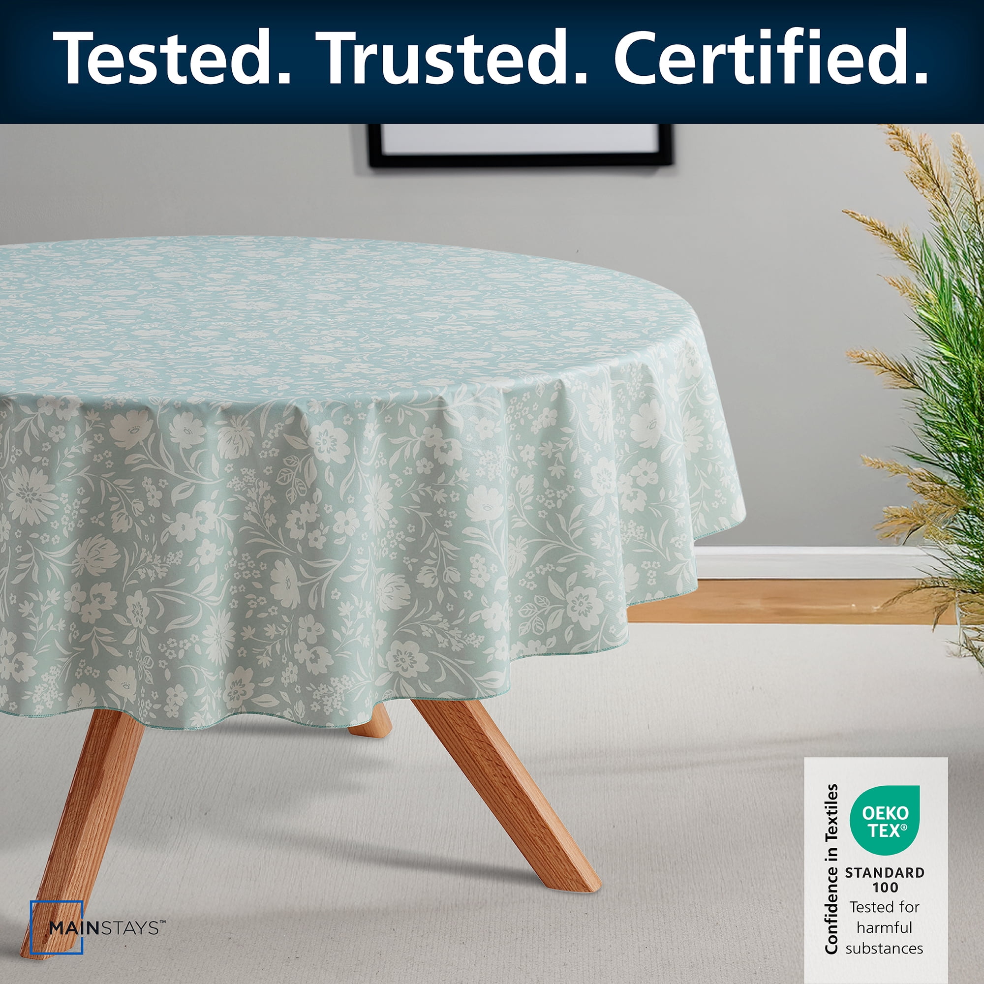 (3 pack) Mainstays Floral Print PEVA Tablecloth 70" Round