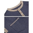 thumbnail image 6 of WTOBBY Men's Raglan Sleeve Henley Top with Button Lapel, Colored Cotton Fabric, and Four-Button Front for Base Layer Casual Wear Comfort Fit Long Sleeve Shirt ,Navy M, 6 of 6