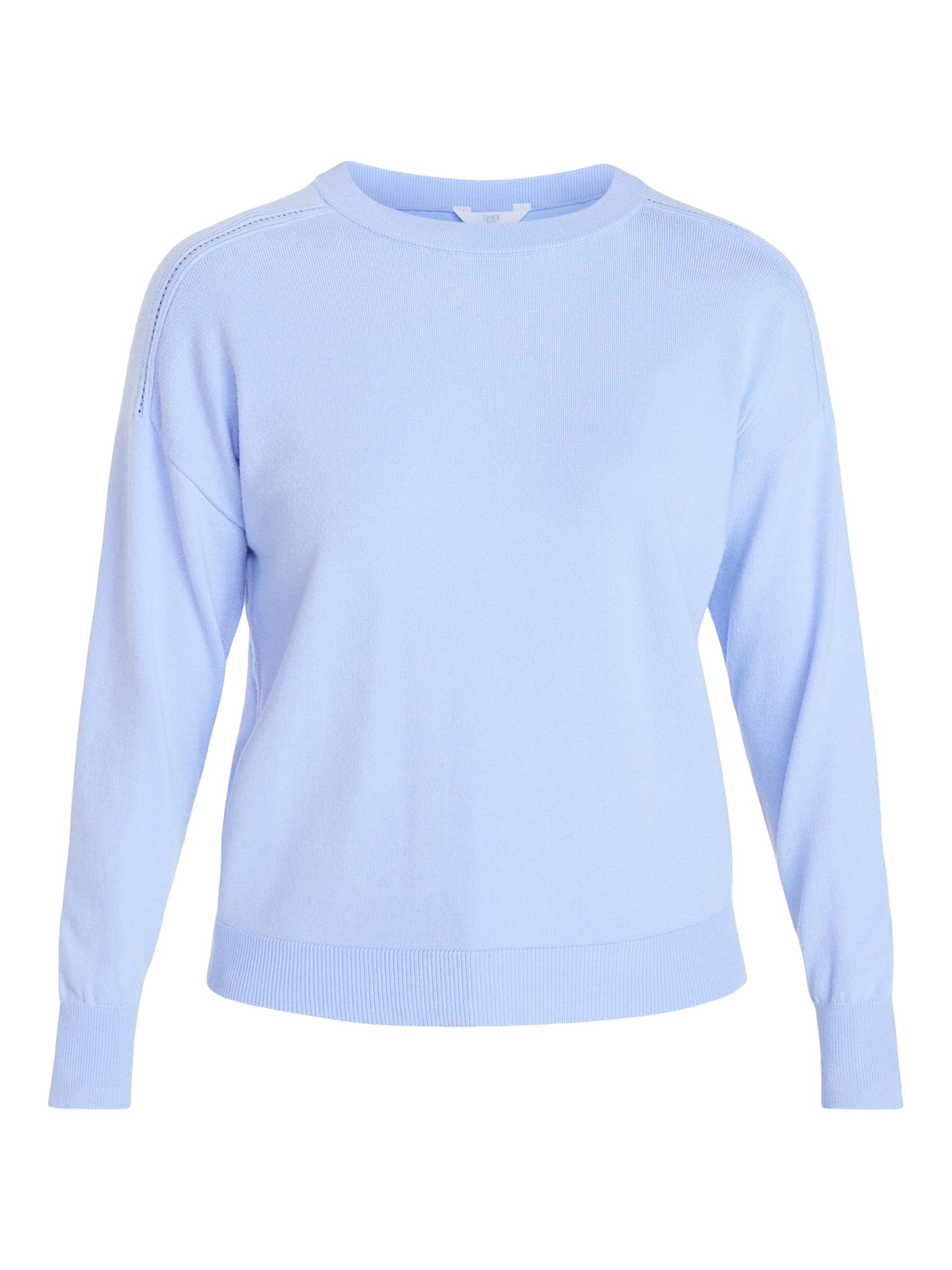 Time and Tru Women's Crewneck Sweater with Long Sleeves, Lightweight, Sizes XS-XXXL