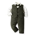 thumbnail image 5 of Pimfylm Baby Outfits Boy Baby Boys Gentleman Outfits Shorts Sets,Infant Shirt + Shorts + Bow Tie + Suspenders 3PCS Green,Size for 6-12 Months, 5 of 9