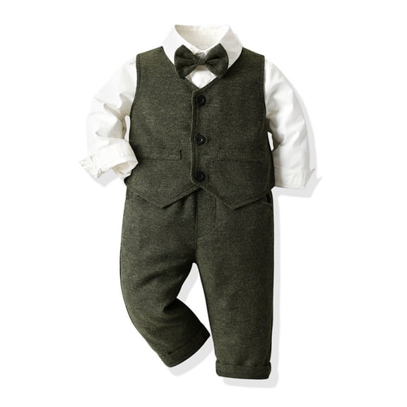 Vedolay 2 Piece Sets for Boy Fall 2 Piece Outfits Casual Letter Graphic Long Sleeve Top and Pants Set,Green 6-12 Months