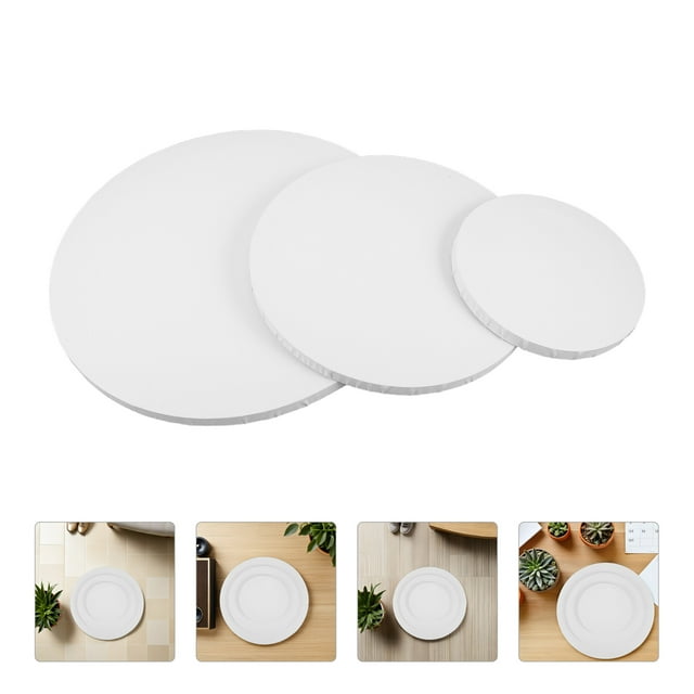 HONMEET 3Pcs White Cotton Round Canvas Panels for Drawing with Professional Texture Surface
