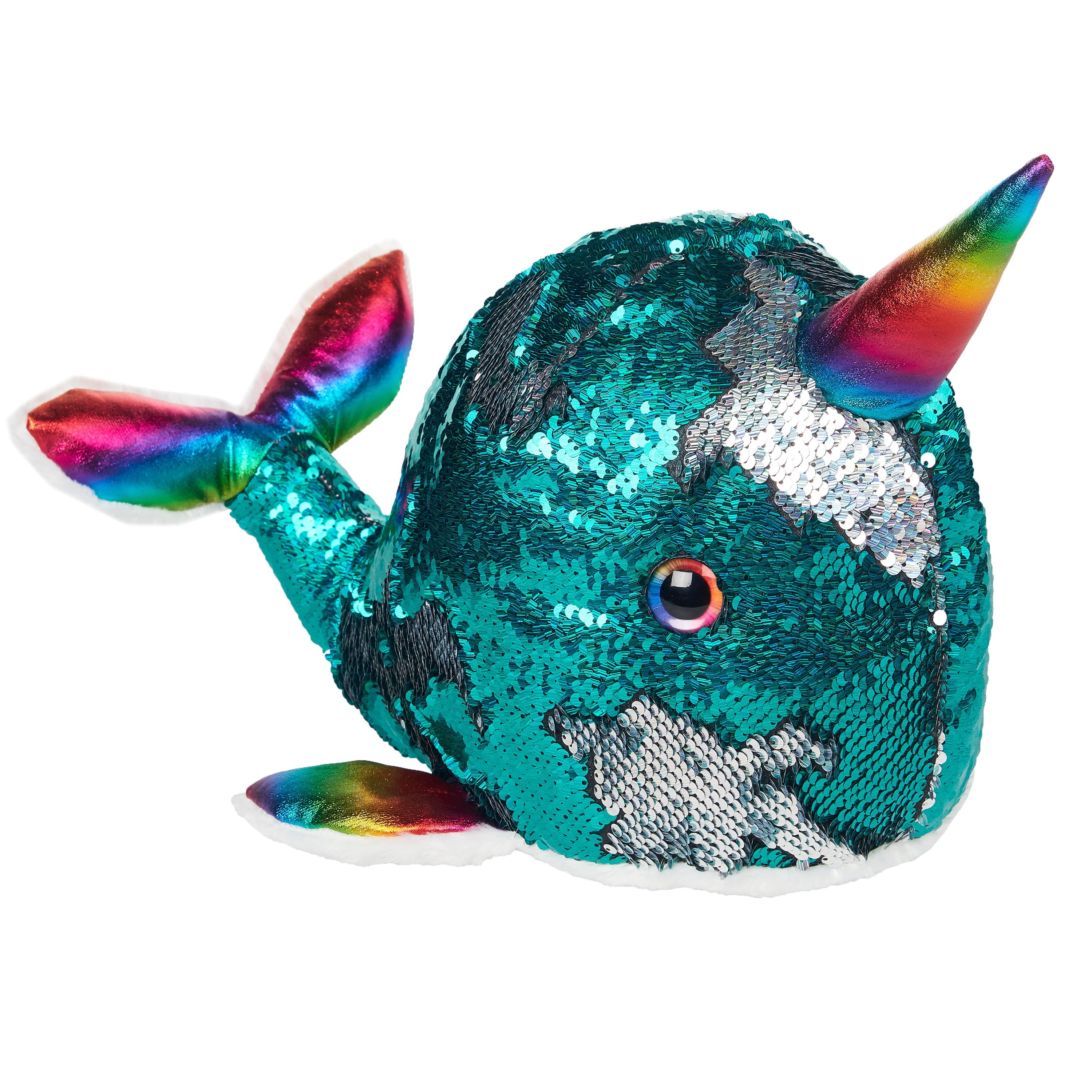 PMS 14" Glitzies Narwhal 2 Assorted Magic Sequin Plush Soft Kids Toy 