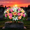 thumbnail image 6 of Cadancy Artificial Flowers Cemetery Memorial Grave Decoration Realistic Silk Floral Arrangement for Outdoor Tombstone Sympathy Tribute Fake Plants UV Resistant Weatherproof Decor, 6 of 6