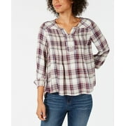 Style & Co Women's Pleated Top Purple Size Petite Small